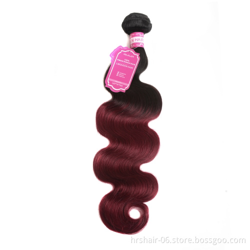 Brazilian ombre Hair Bundles Cheap 2 tone 1b/Burg color 100% human hair weft